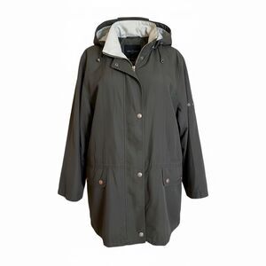 CS Signature Full Zip Snap Lightweight Hooded Utility Jacket Olive Green Size XL